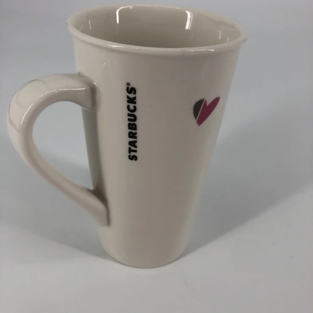 Starbucks 2019 Tall Coffee Mug White With Pink Hearts Graphic 16 Fl Oz Valentine